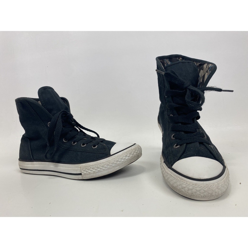 CONVERSE ALL STAR CHUCK TAYLOR BLACK FOLD OVER HI TOP SHOES‎ YOUTH SIZE 3